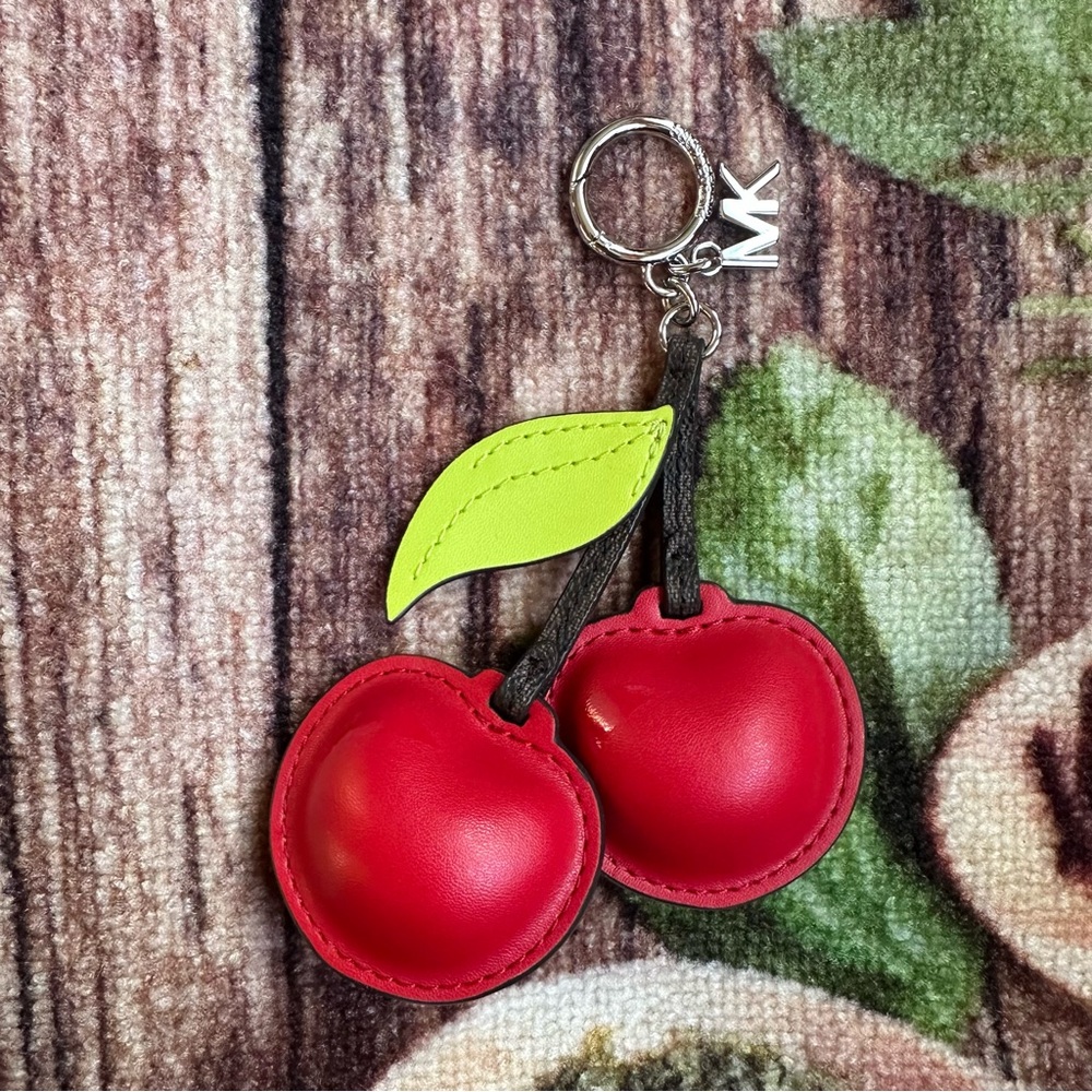 Michael Kors leather red cherry bag charm